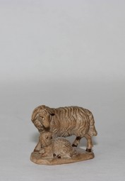 Schaf mit Lamm Krippenfigur Gebeizt