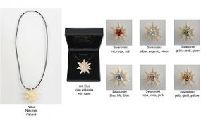 Edelweiss mit echtem Lederkollier Natur 4 cm
