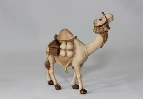 Kamel mit Gepck Krippenfigur Gebeizt