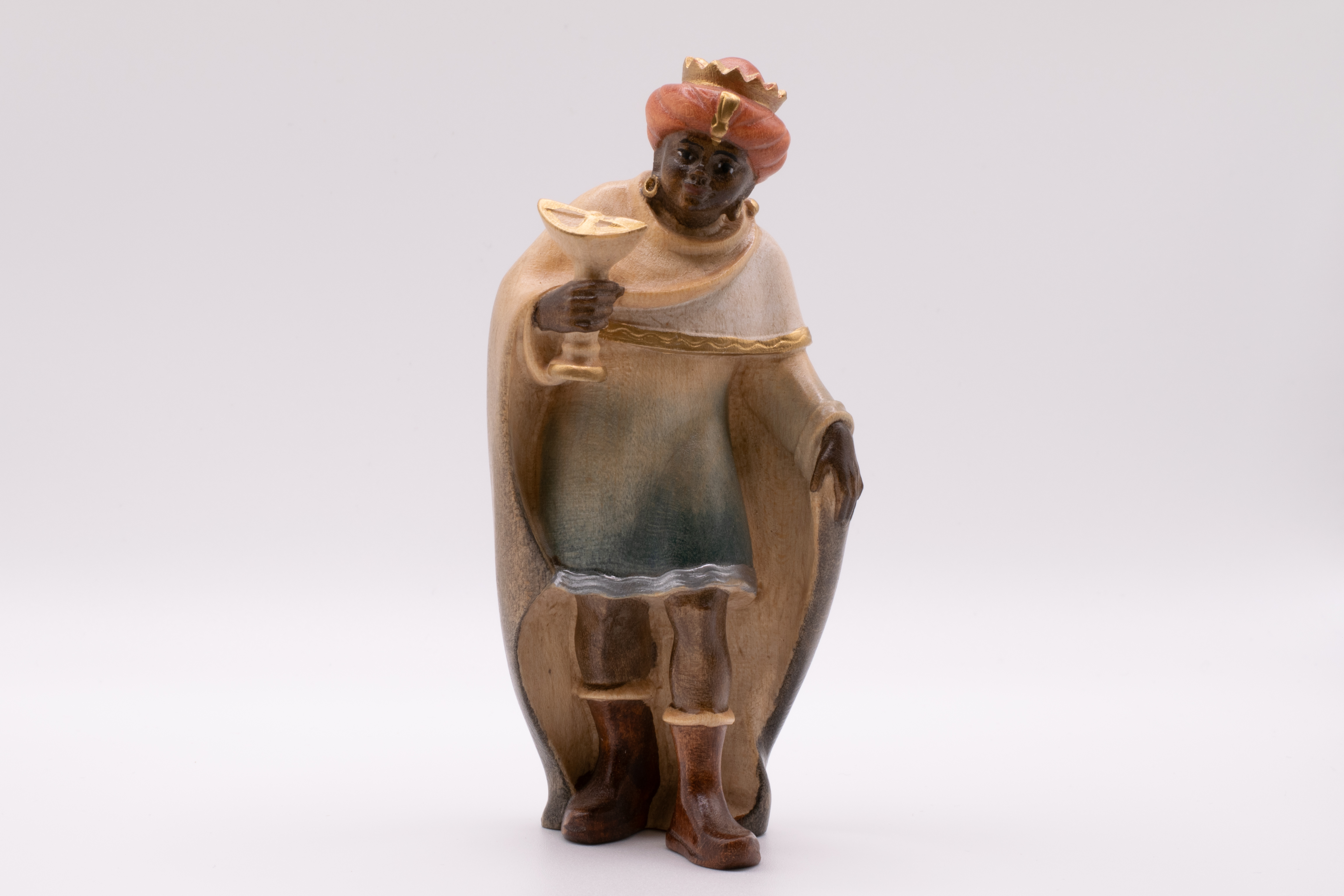 Krippenfigur König Mohr, Modern - Bemalt, 14cm