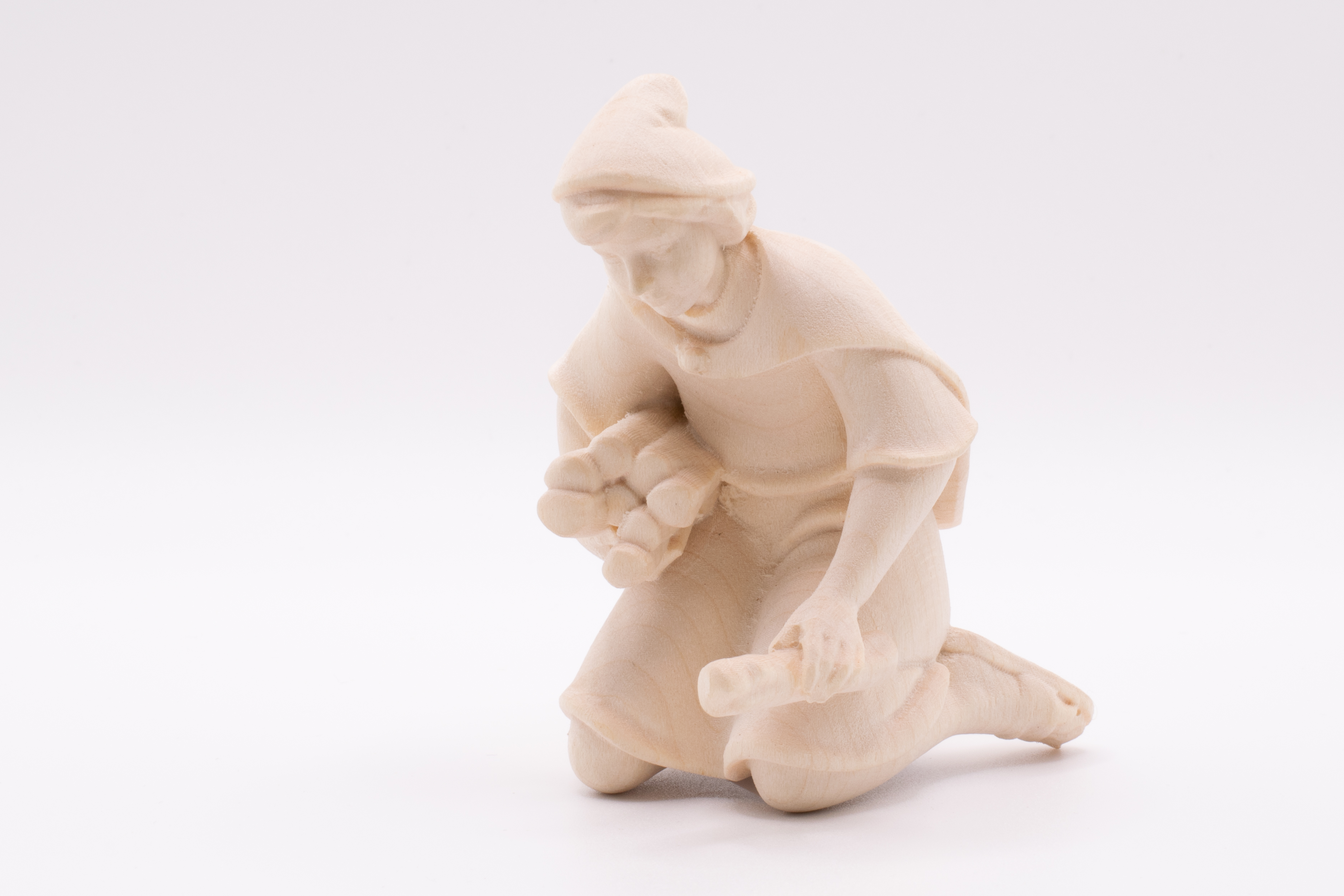 Krippenfigur Hirt am Feuer, Modern - Natur, 10cm