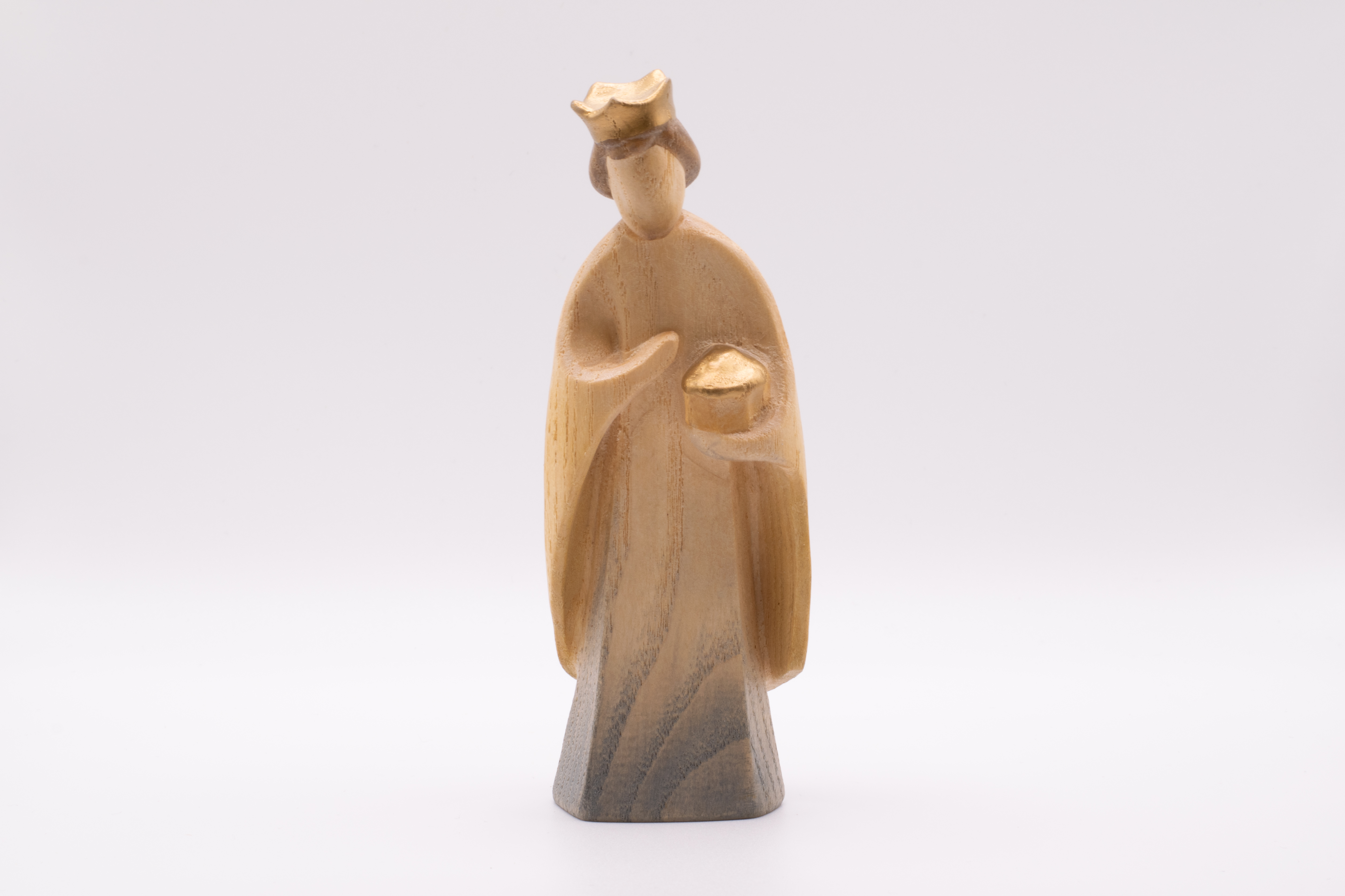 Krippenfigur König stehend, Stilisiert - Bemalt, 12cm