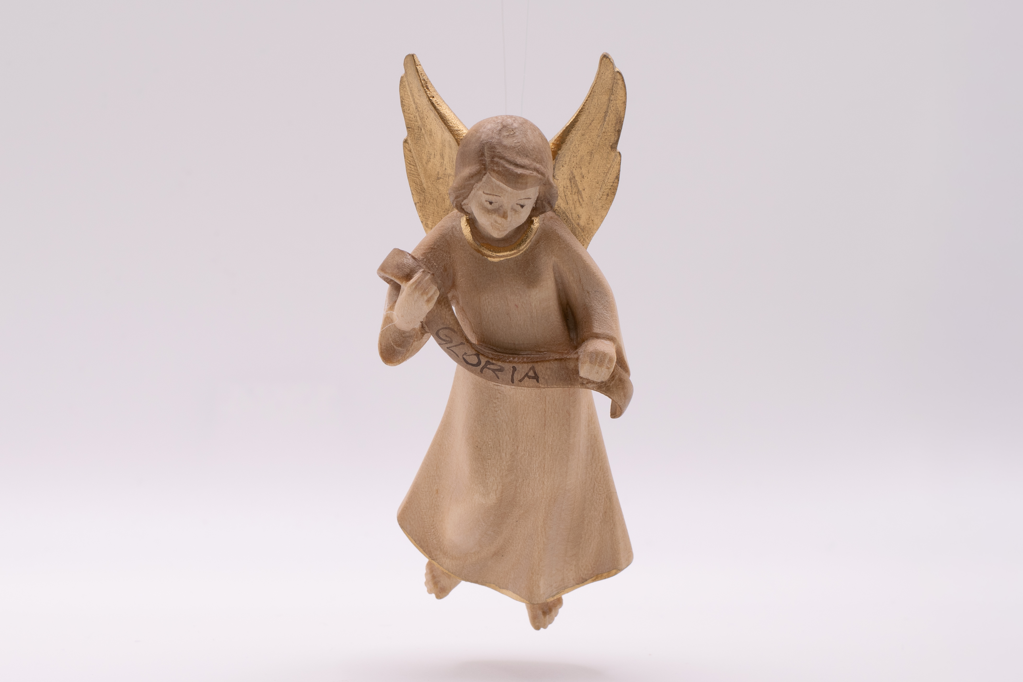 Krippenfigur Gloriaengel, Modern - Gebeizt, 12cm
