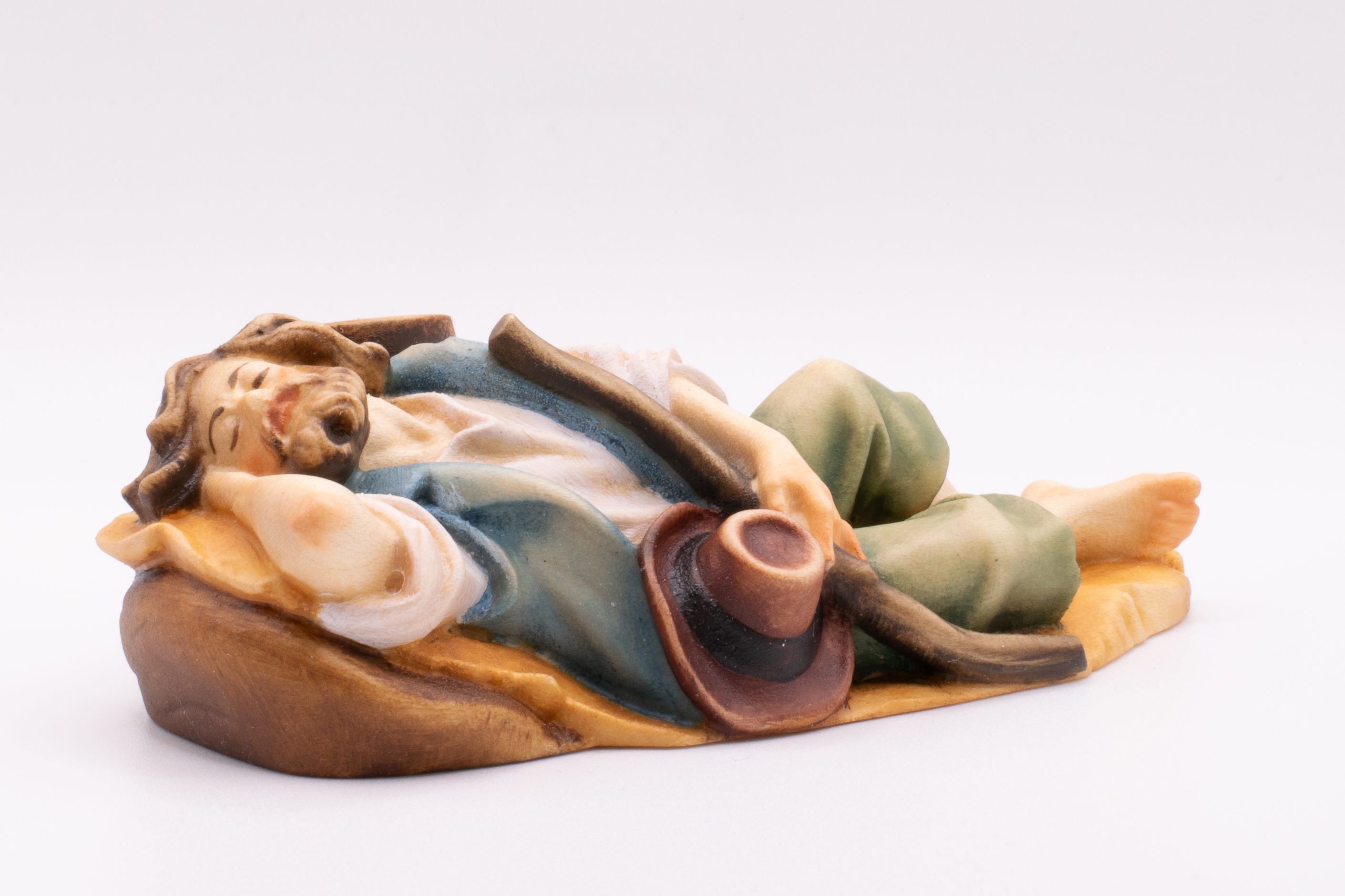 Krippenfigur Hirt liegend, Barock - Bemalt, 7cm