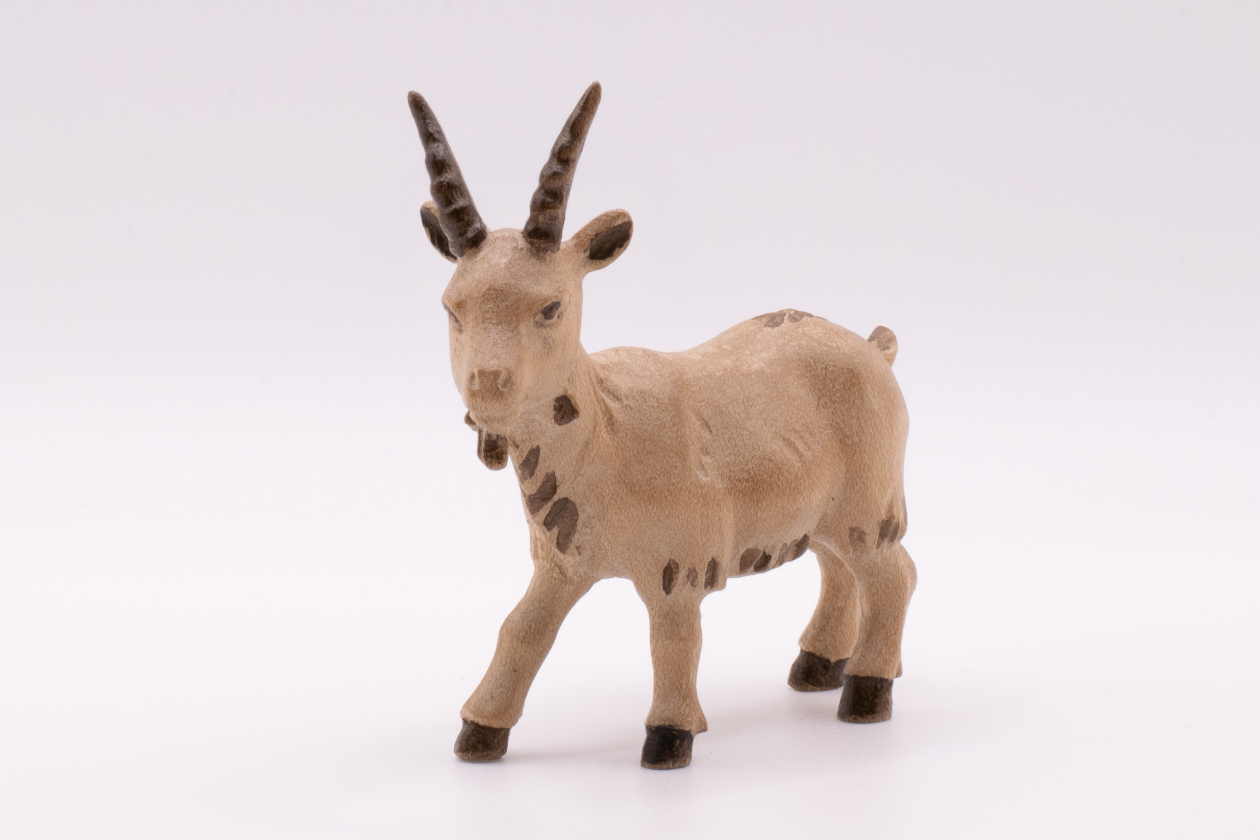 Krippenfigur Ziege, Modern - Gebeizt, 12cm