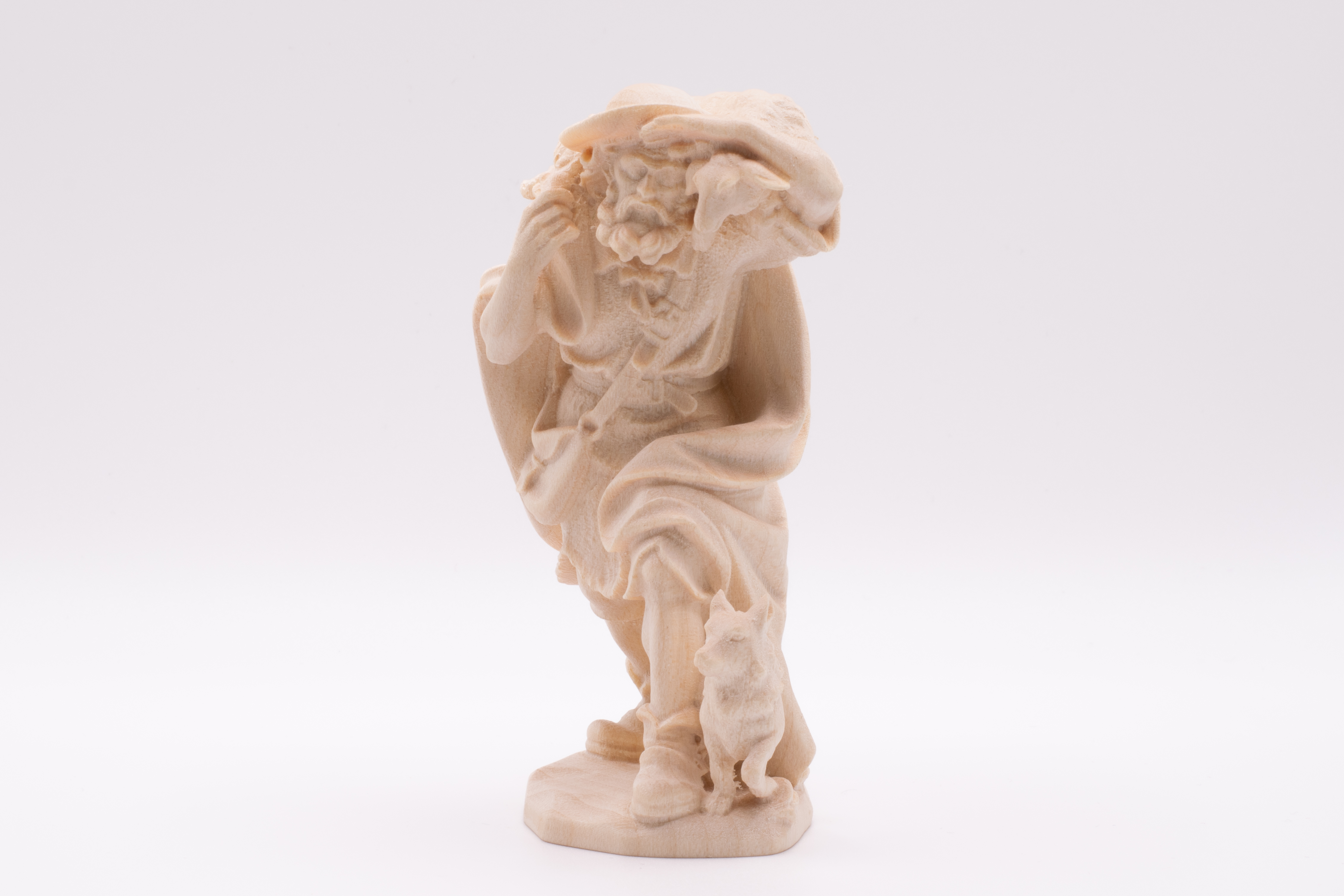 Krippenfigur Hirt mit Schaf und Hund, Barock - Natur, 7cm