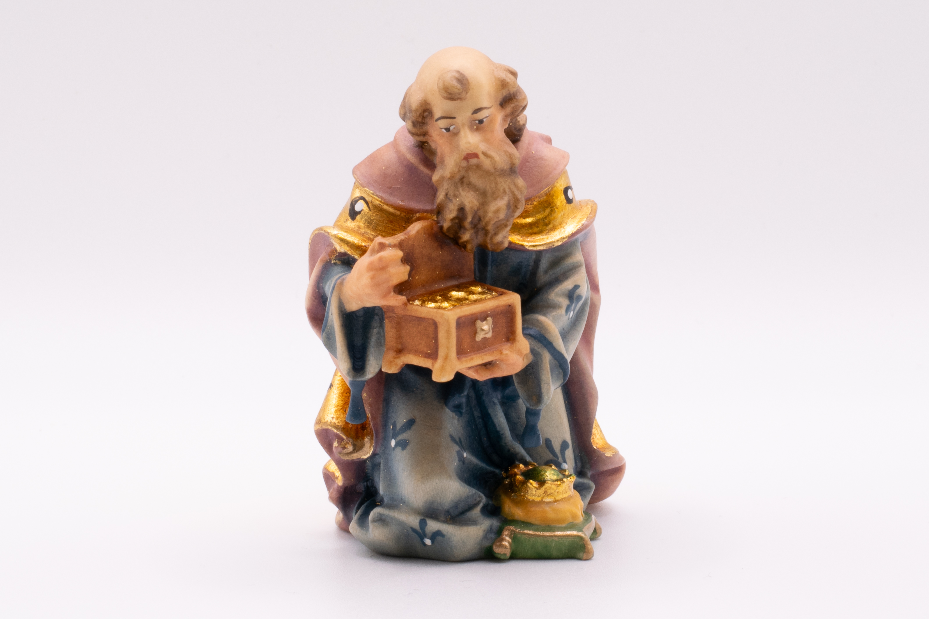 Krippenfigur König kniend, Barock - Bemalt, 7cm