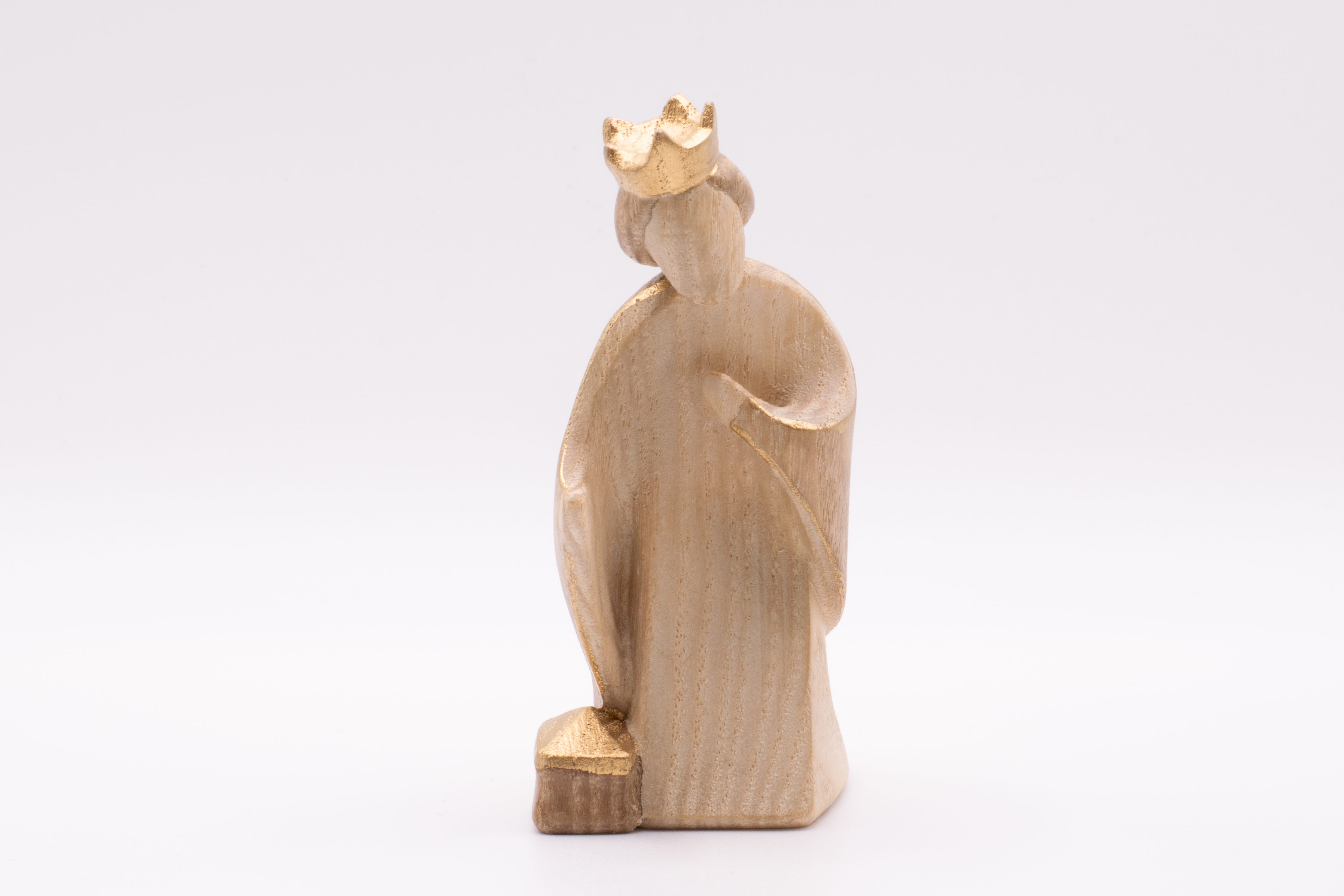 Krippenfigur König kniend, Stilisiert - Gebeizt, 12cm