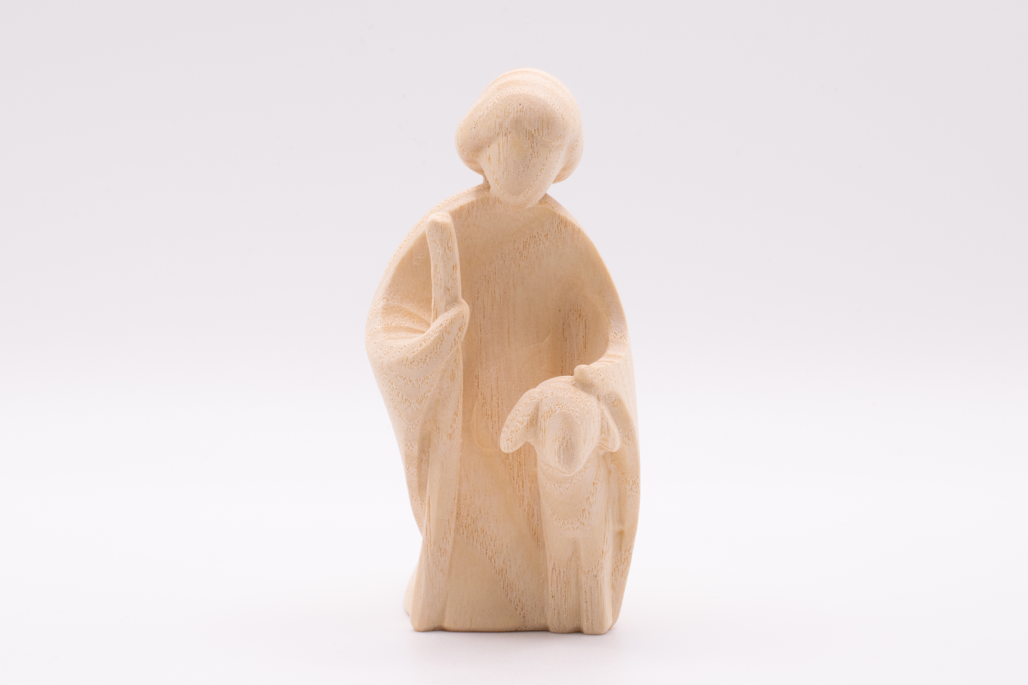 Krippenfigur Hirt kniend mit Schaf, Stilisiert - Natur, 12cm