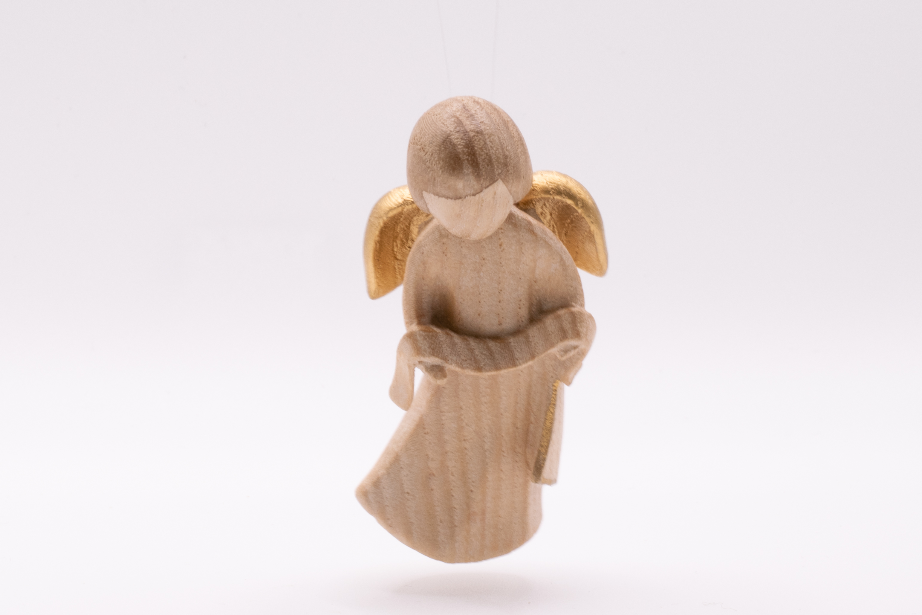 Krippenfigur Gloriaengel, Stilisiert - Gebeizt, 12cm