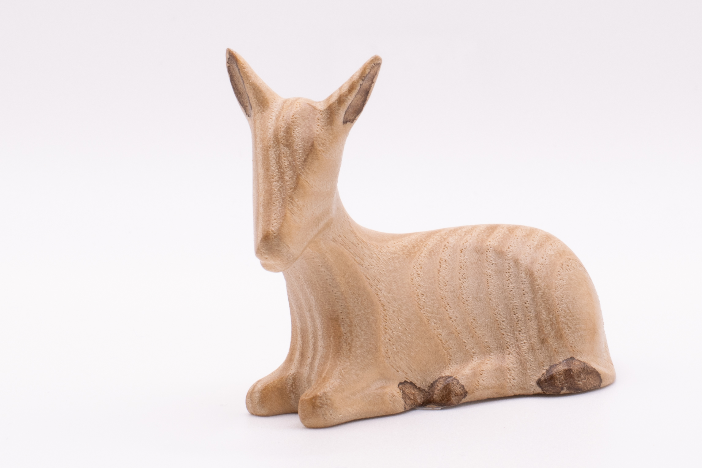 Krippenfigur Esel, Stilisiert - Gebeizt, 12cm