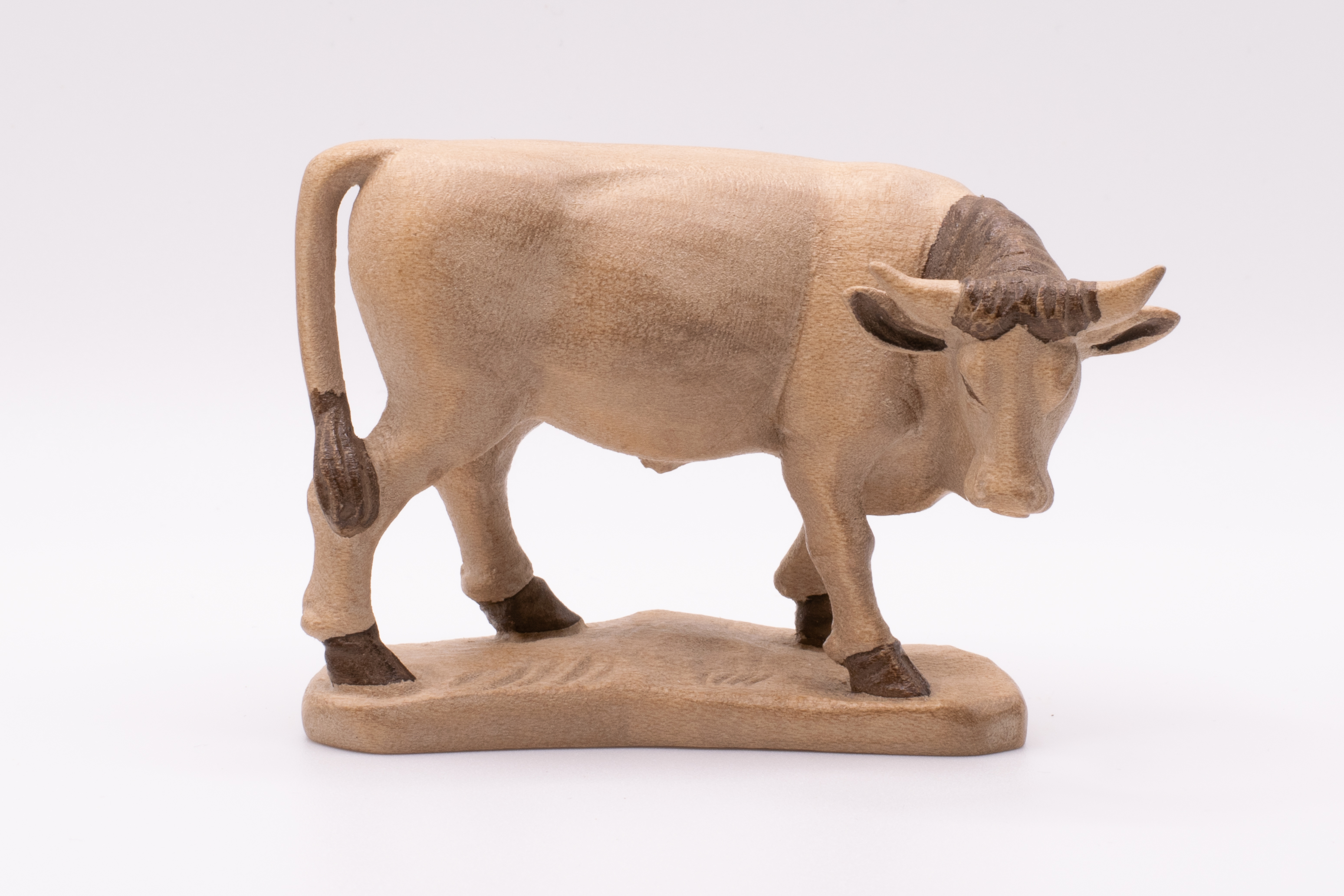 Krippenfigur Ochs, Barock - Gebeizt, 13cm