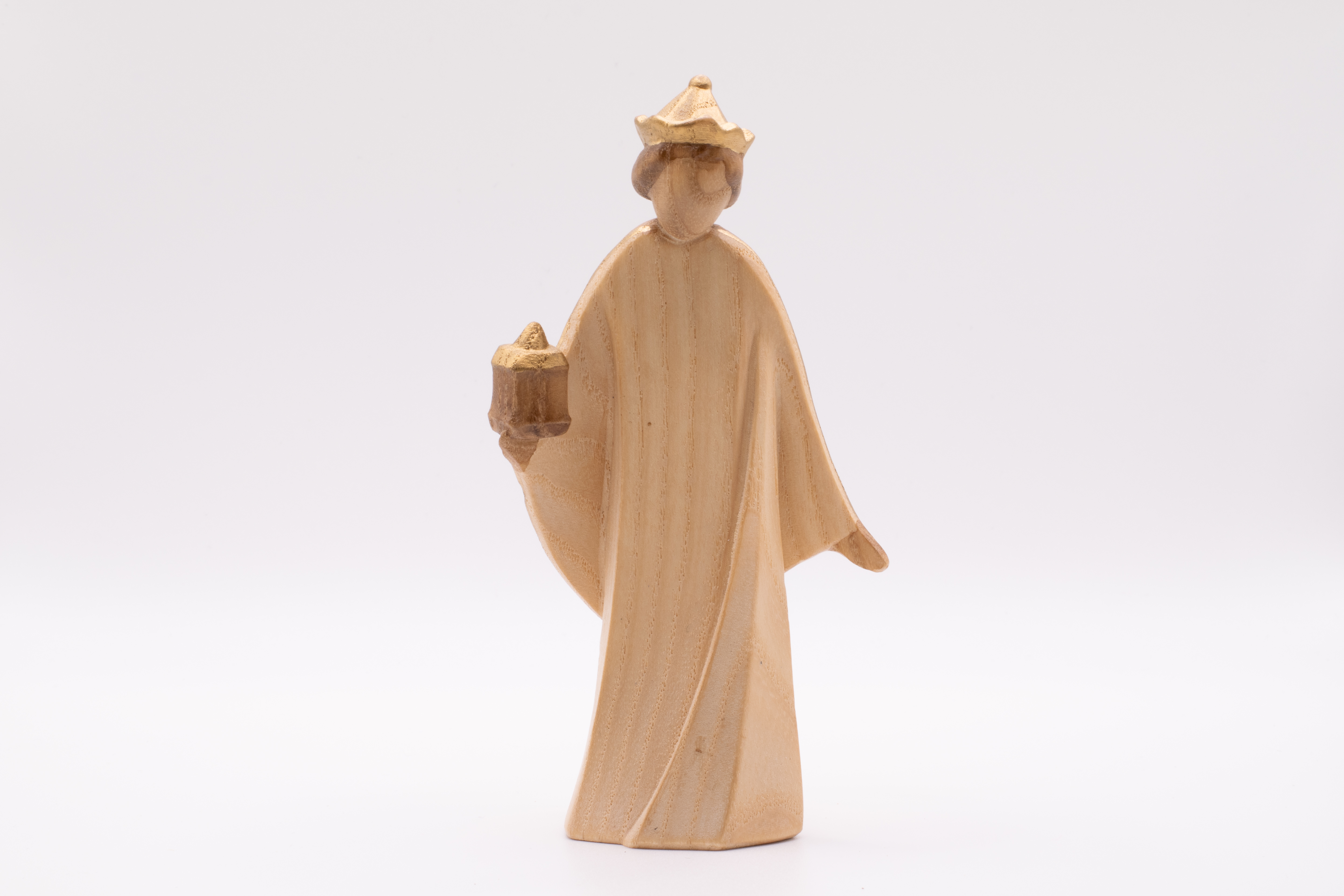 Krippenfigur König Mohr, Stilisiert - Gebeizt, 12cm