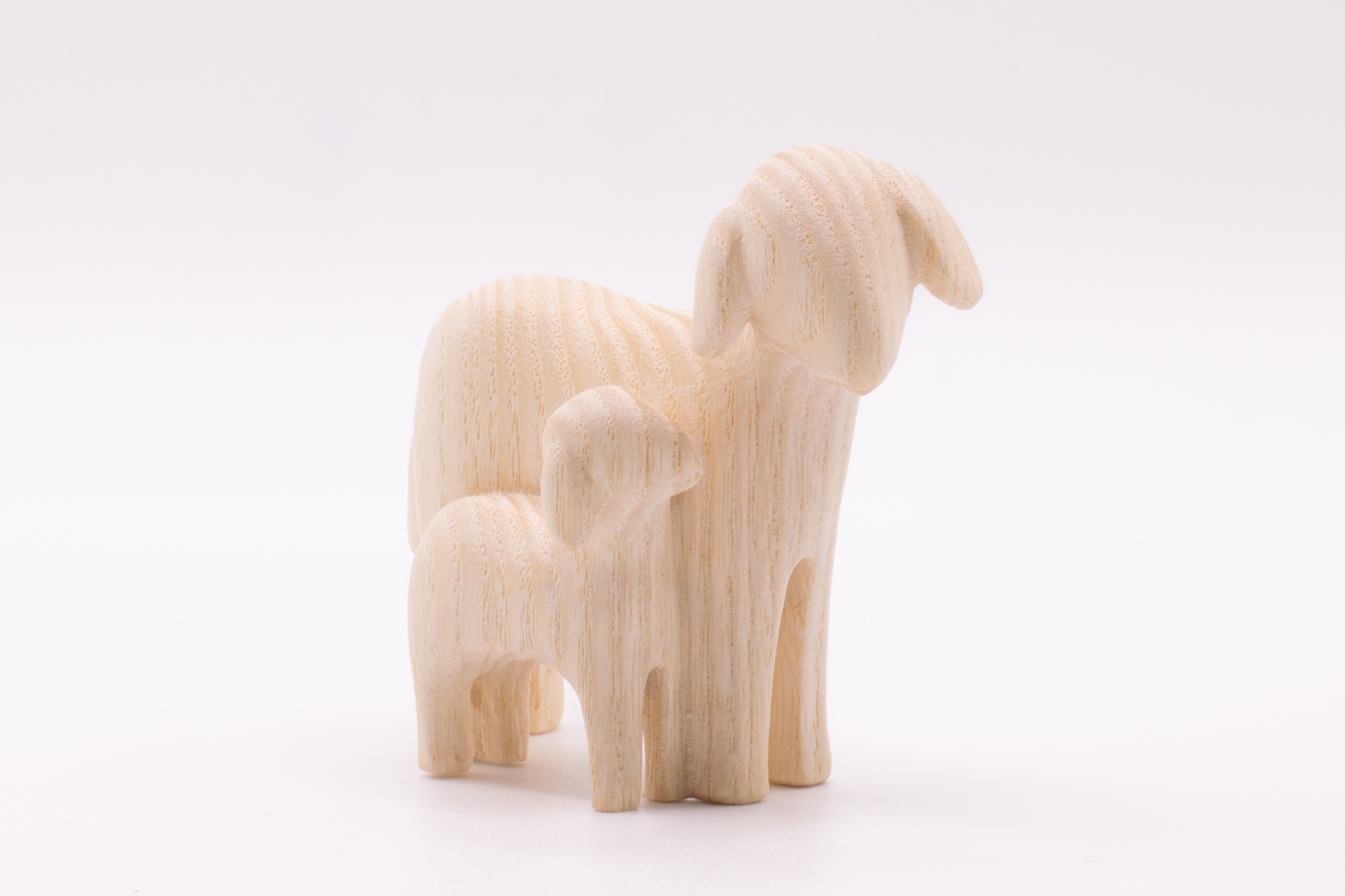 Krippenfigur Schaf mit Lamm, Stilisiert - Natur, 12cm