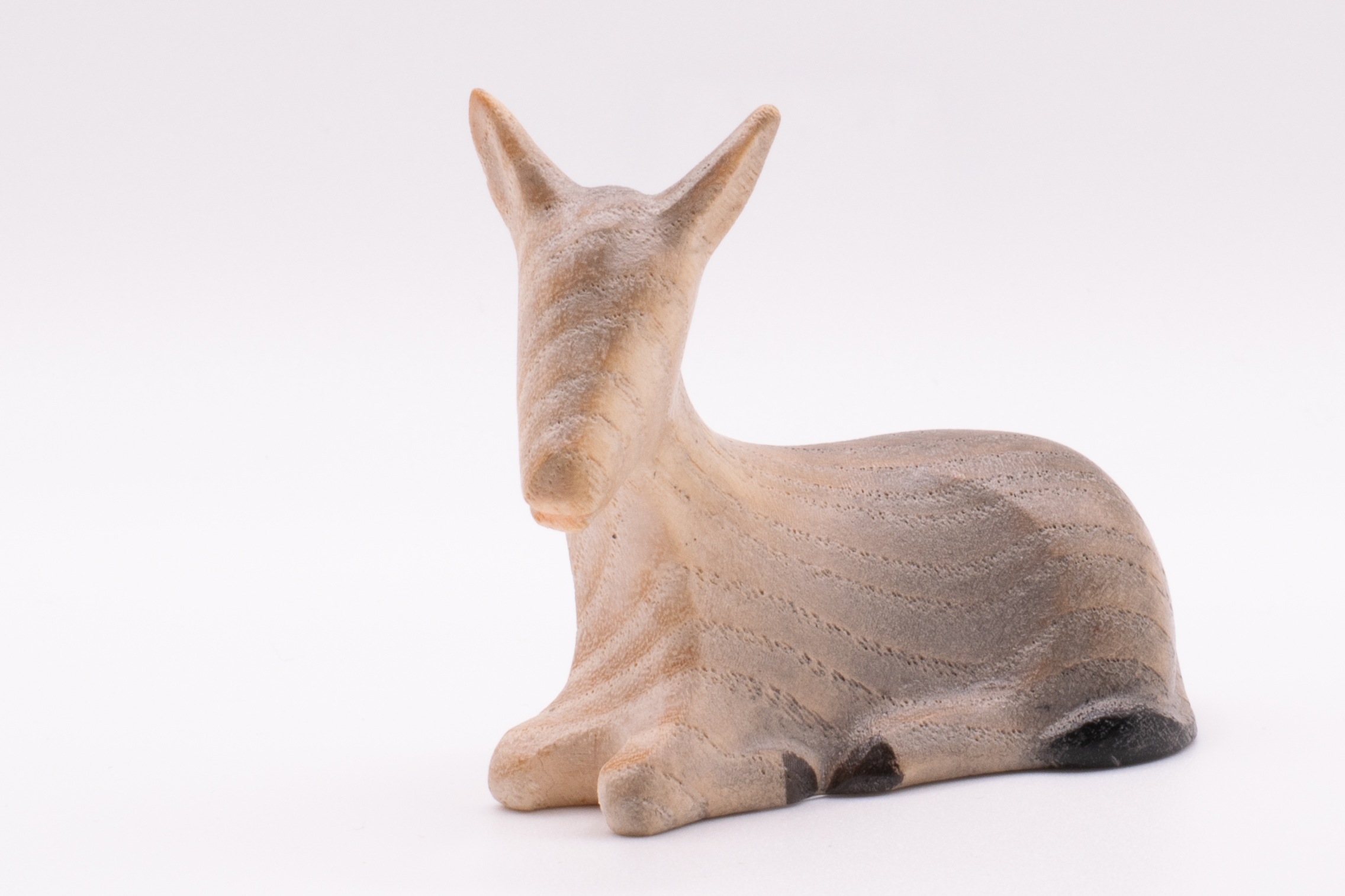 Krippenfigur Esel, Stilisiert - Bemalt, 12cm