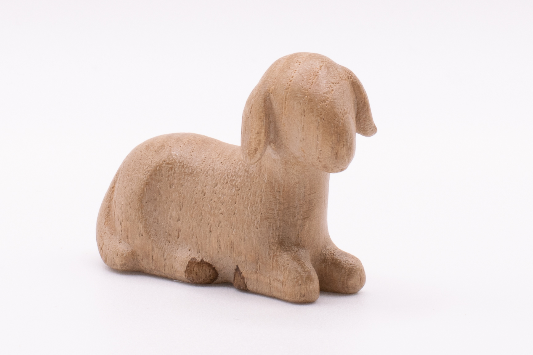 Krippenfigur Schaf liegend, Stilisiert - Bemalt, 12cm