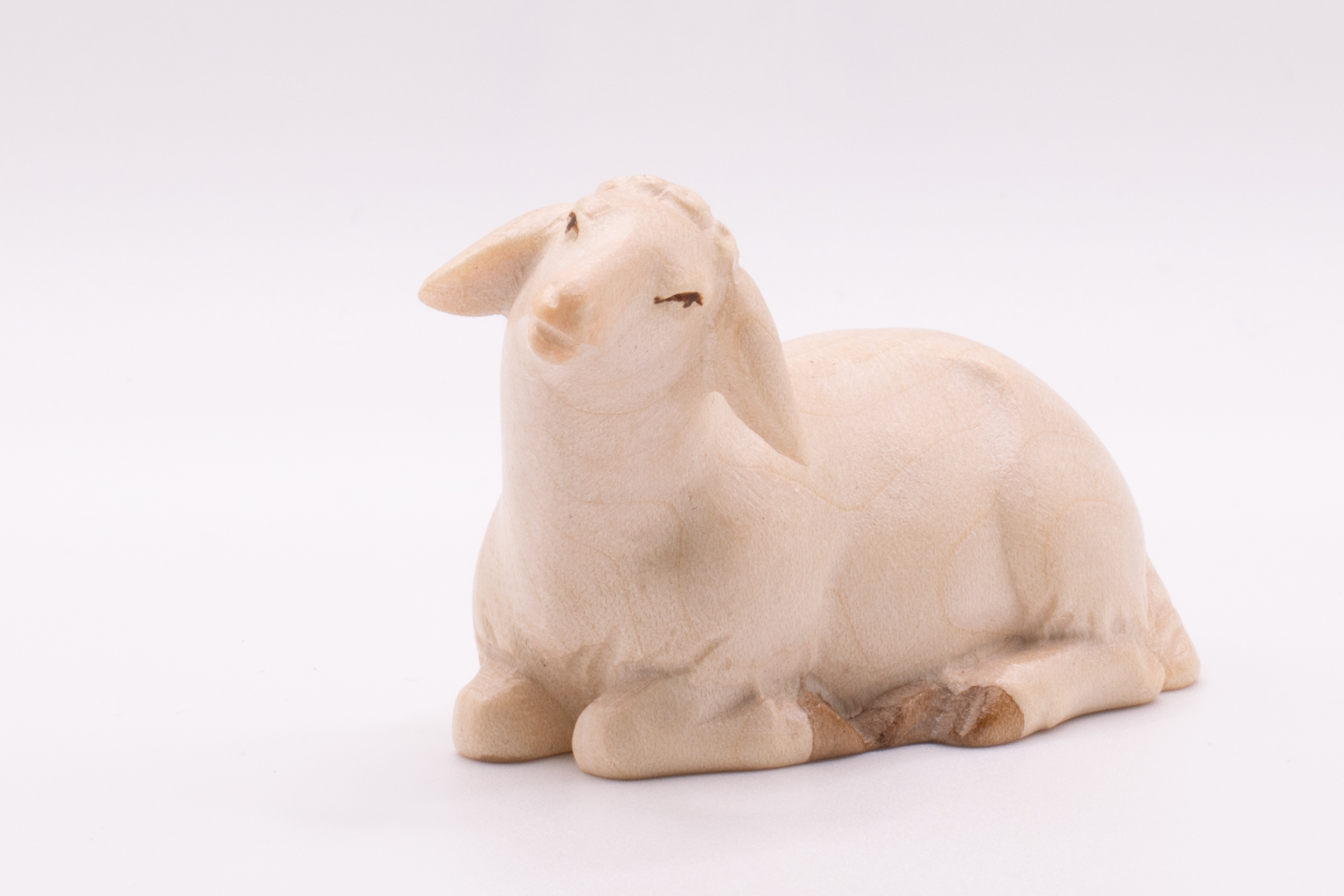 Krippenfigur Schaf liegend, Modern - Bemalt, 14cm