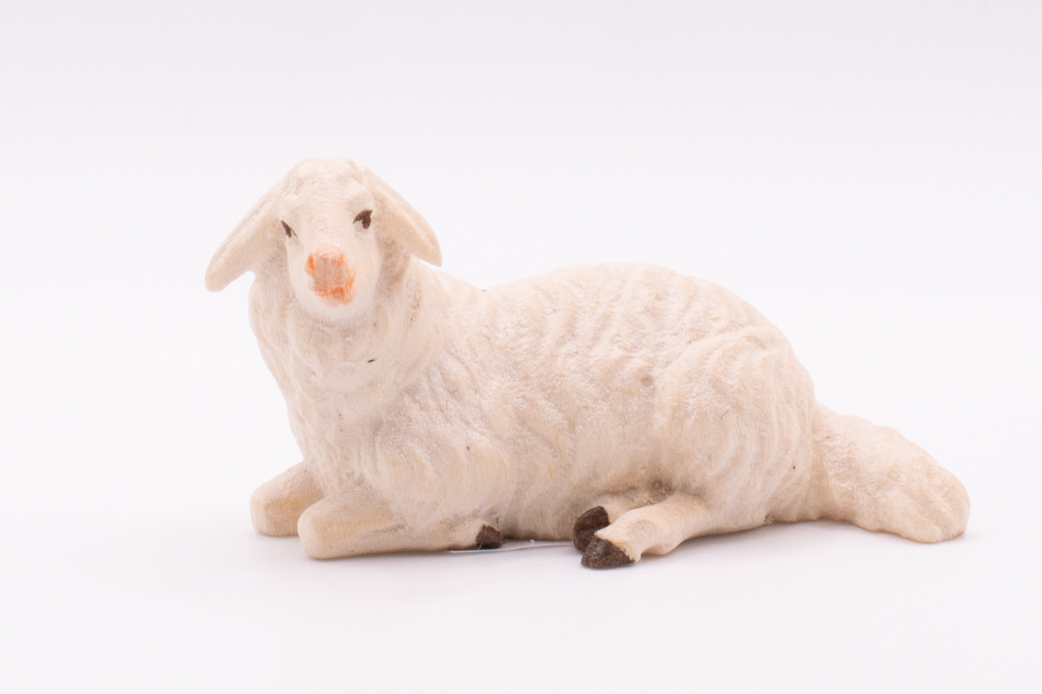 Krippenfigur Schaf liegend, Barock - Bemalt, 7cm
