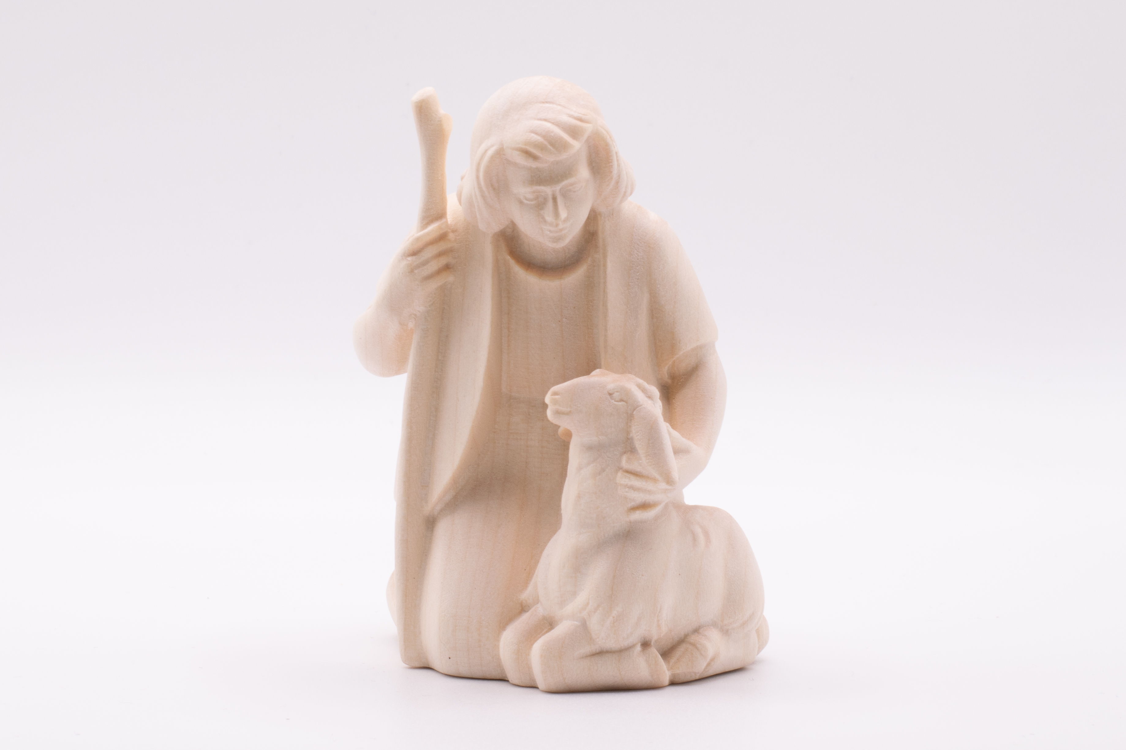 Krippenfigur Hirt kniend, Modern - Natur, 10cm