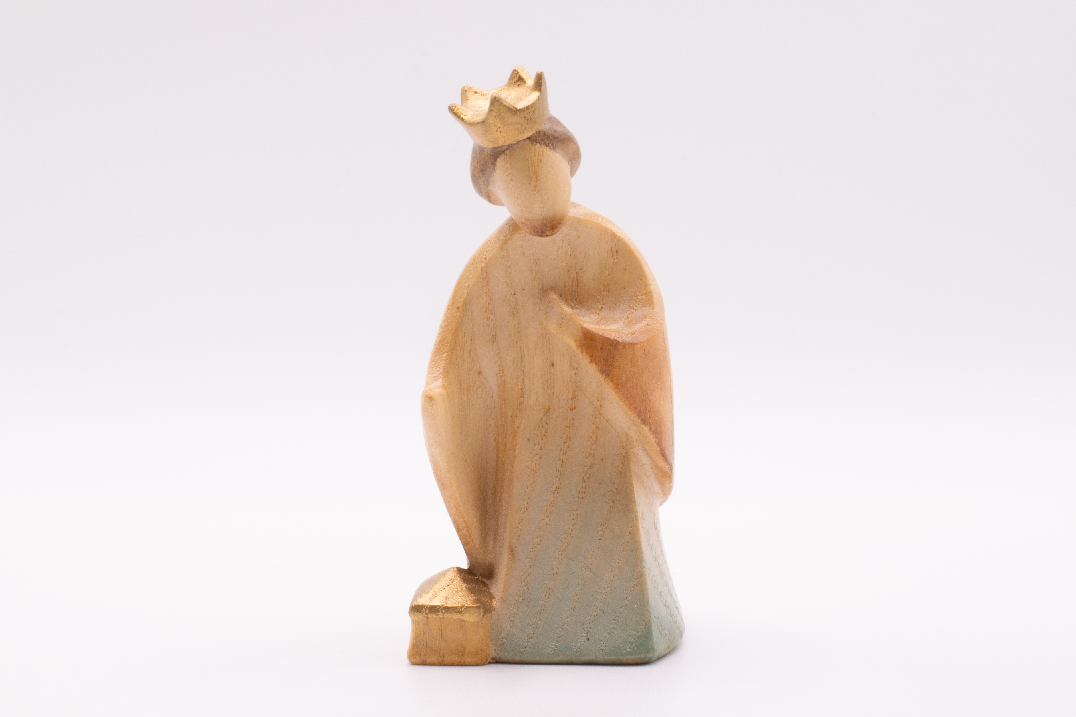 Krippenfigur König kniend, Stilisiert - Bemalt, 12cm