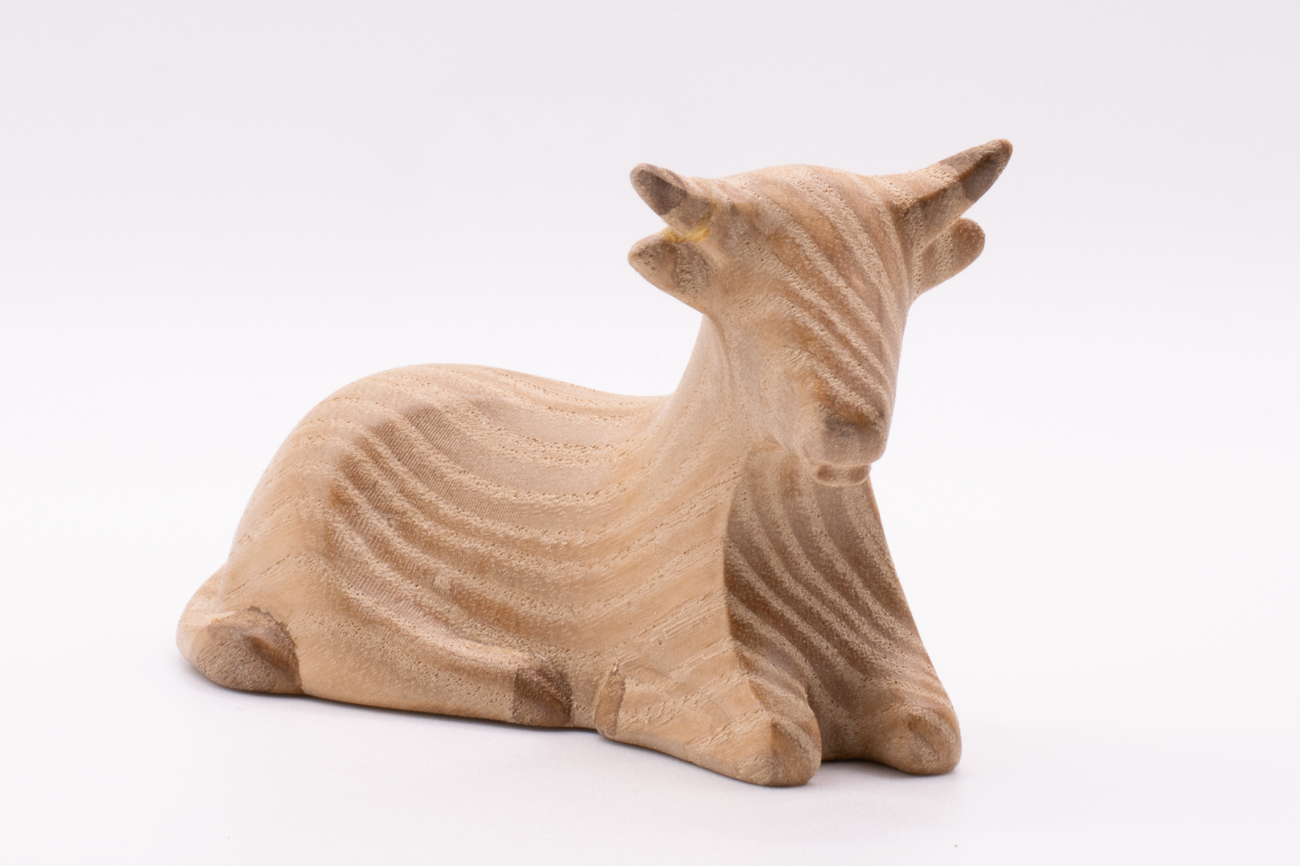 Krippenfigur Ochs, Stilisiert - Gebeizt, 12cm