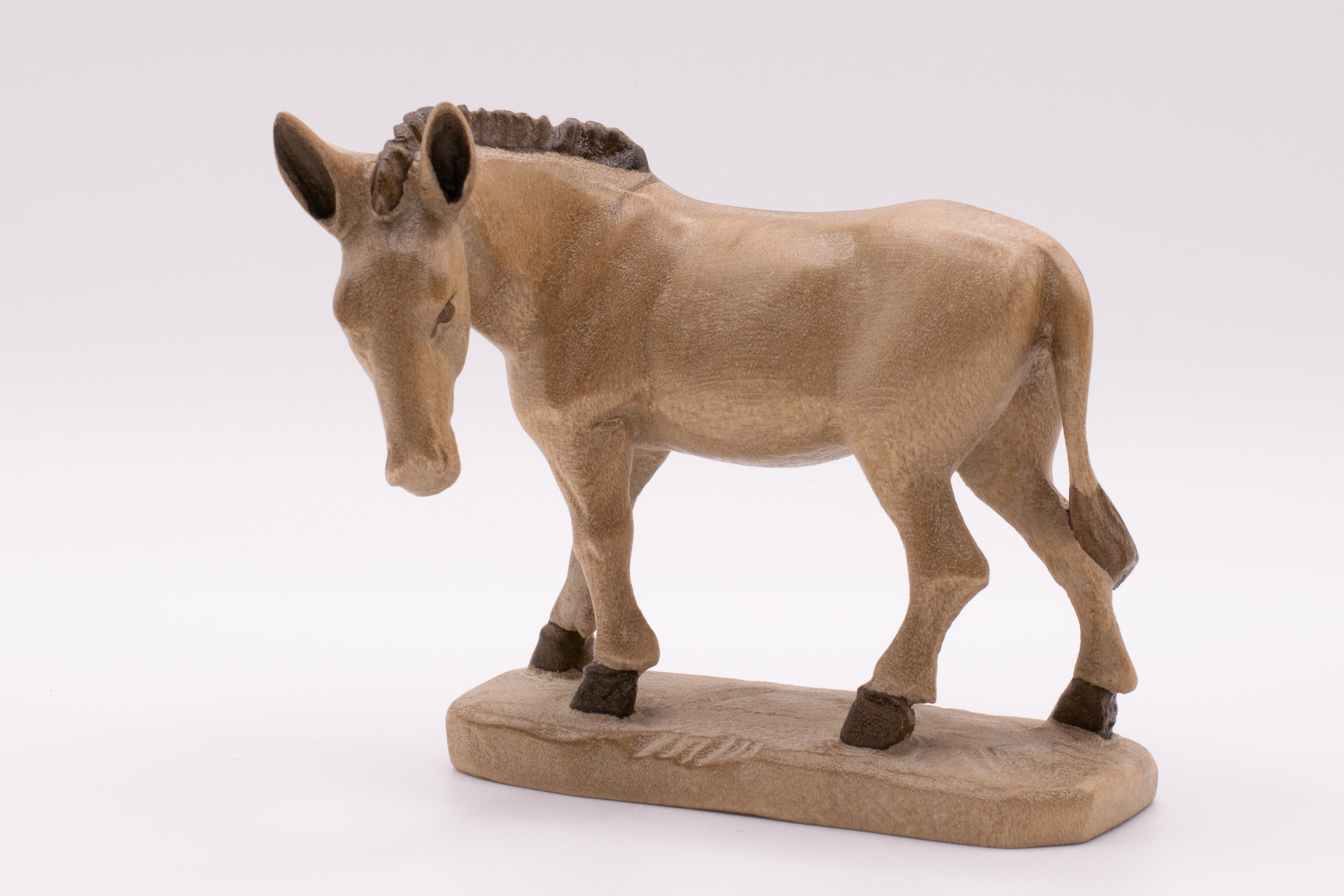 Krippenfigur Esel, Barock - Gebeizt, 13cm