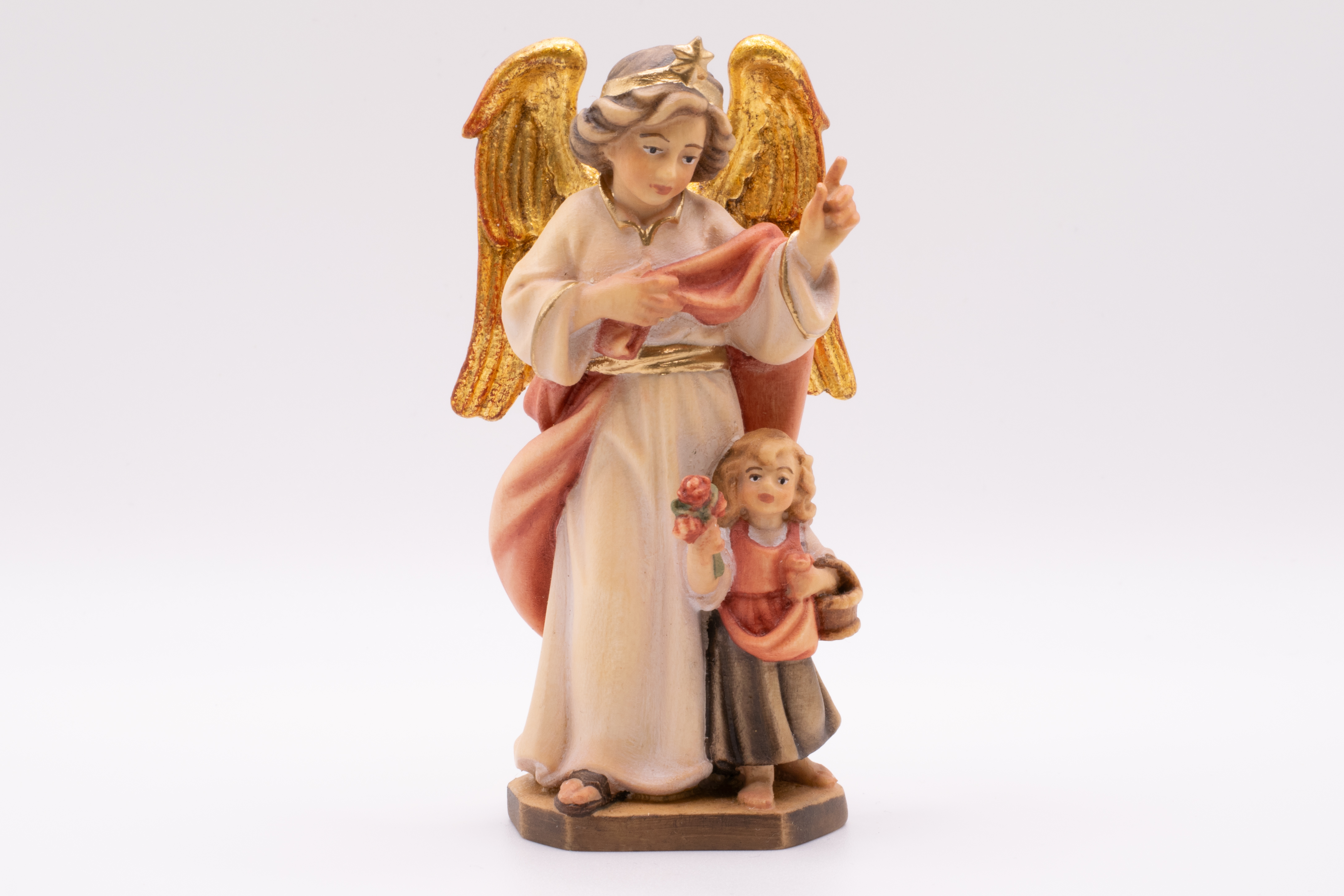 Krippenfigur Verkündungsengel mit Kind, Barock - Bemalt, 7cm