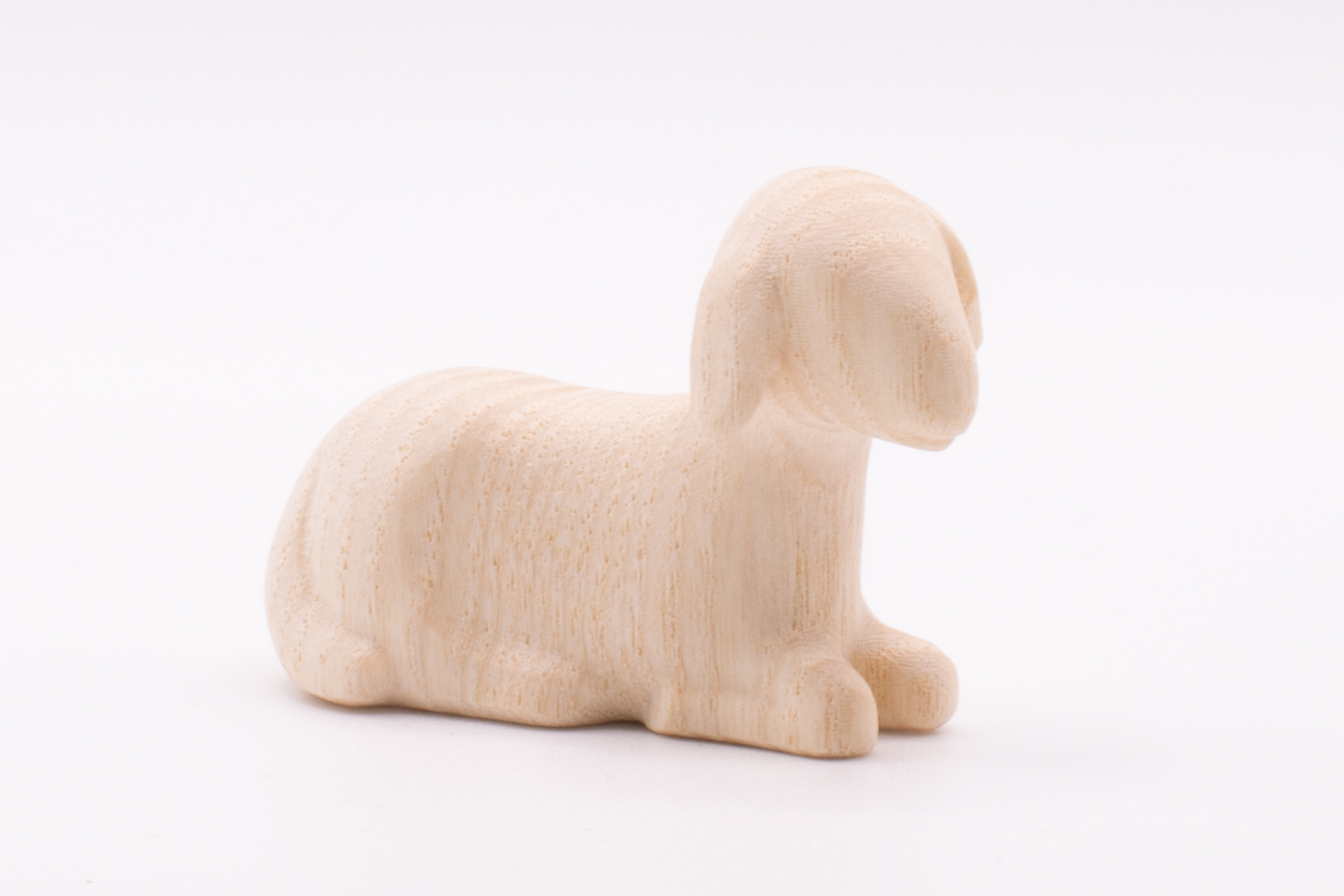 Krippenfigur Schaf liegend, Stilisiert - Gebeizt, 12cm