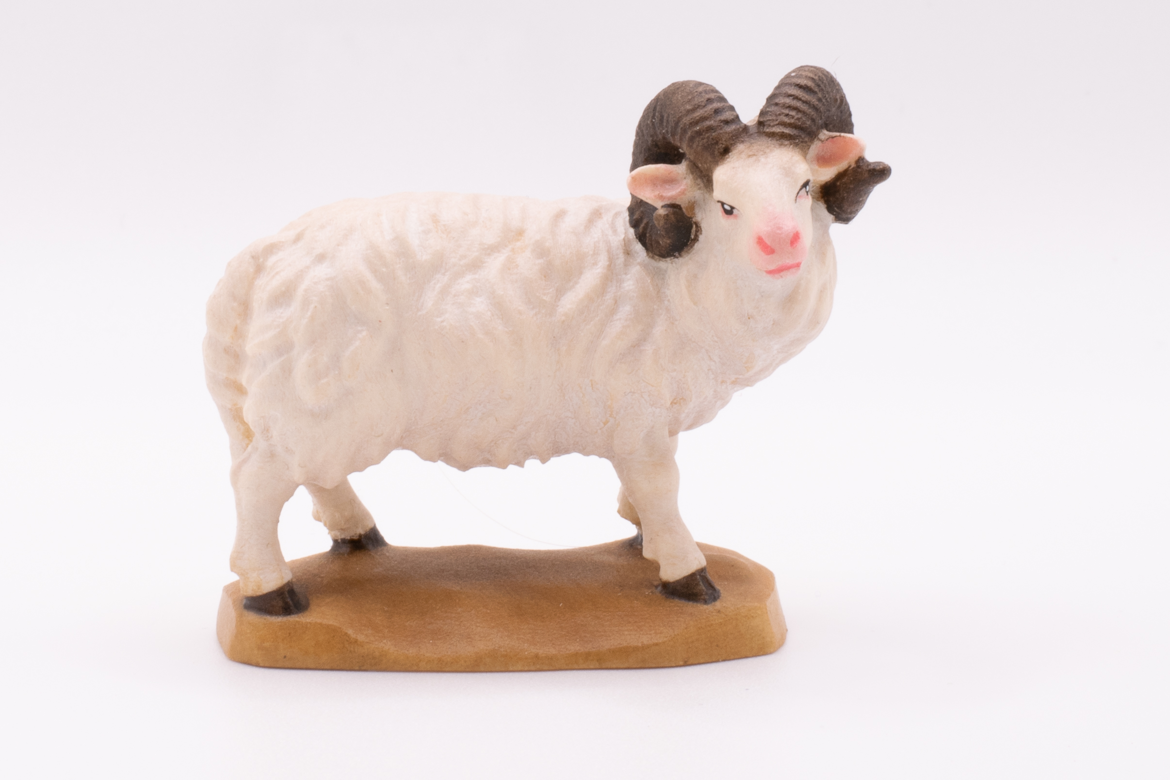 Krippenfigur Schafbock, Barock - Bemalt, 7cm