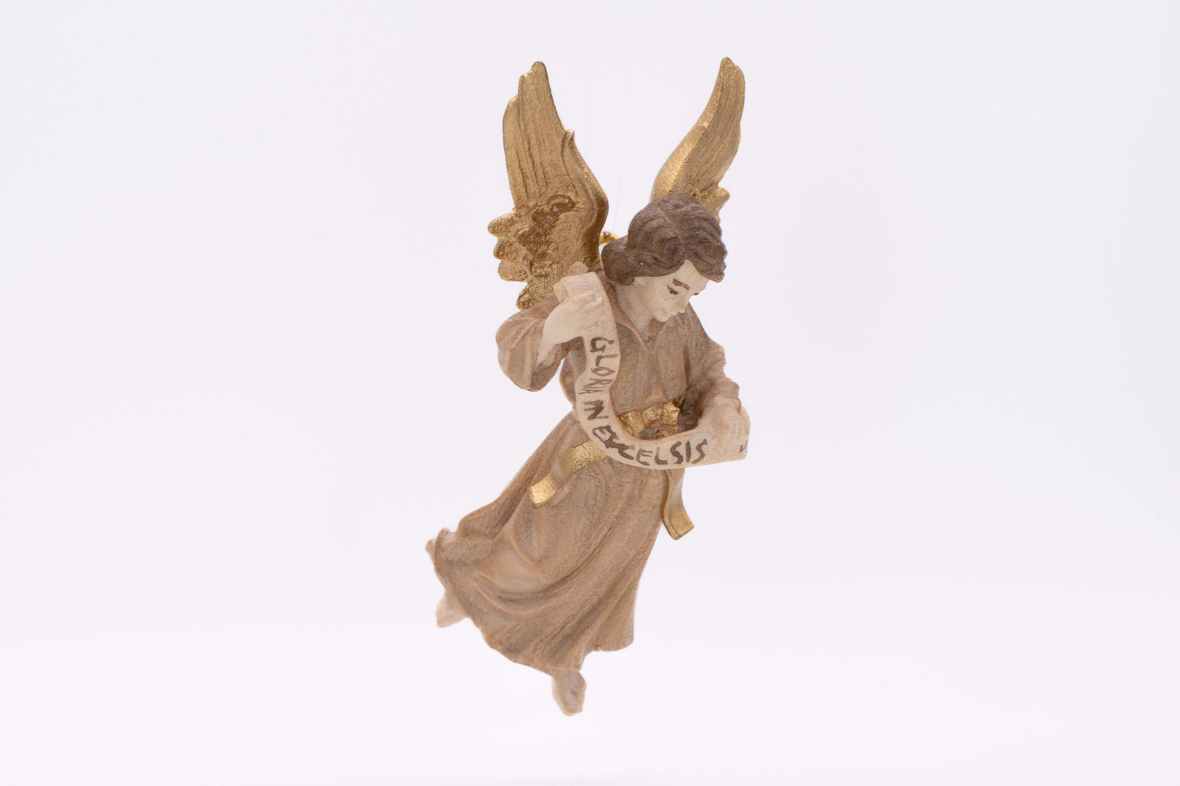 Krippenfigur Gloriaengel, Barock - Gebeizt, 13cm