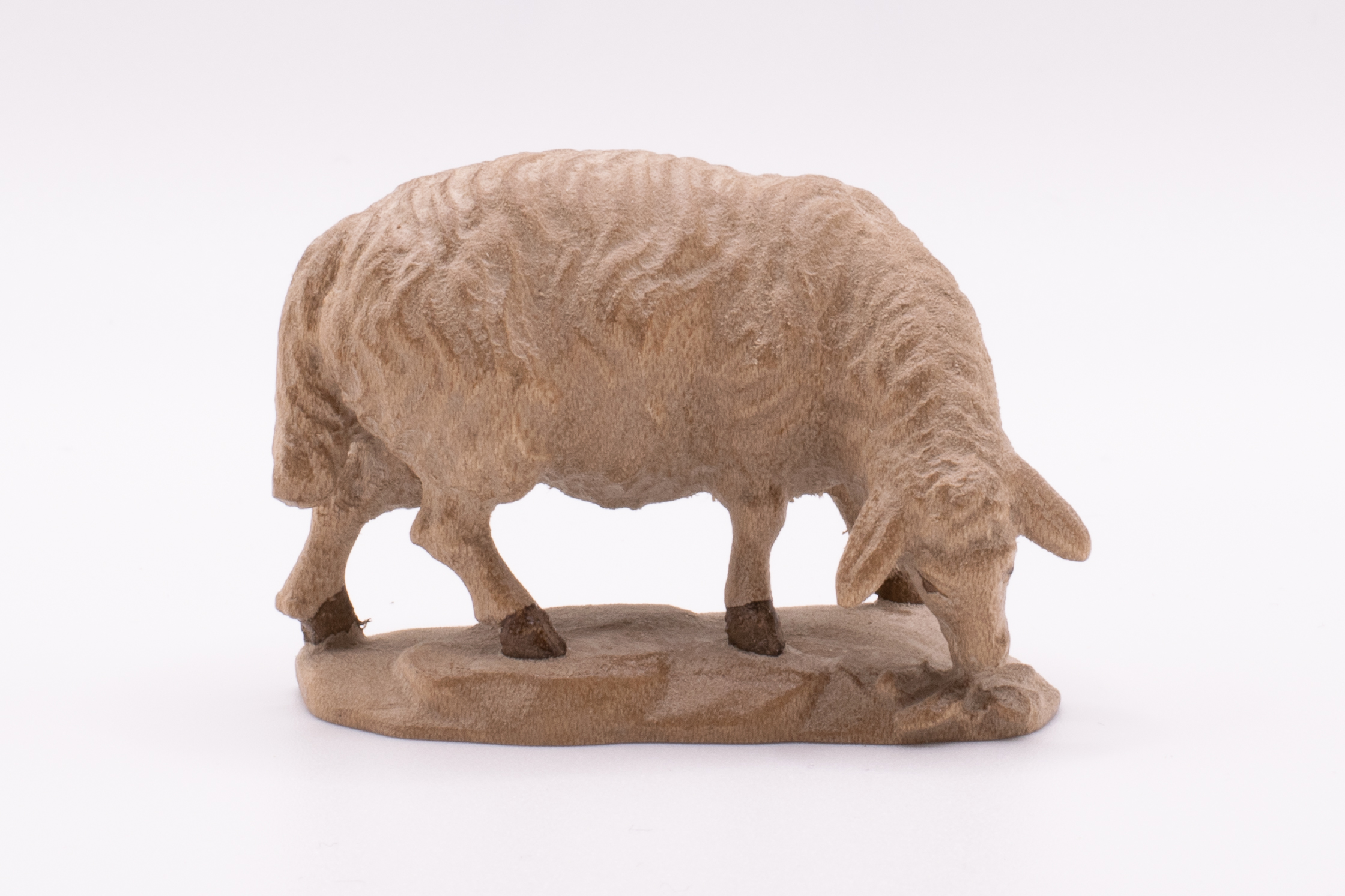 Krippenfigur Schaf grasend, Barock - Gebeizt, 13cm