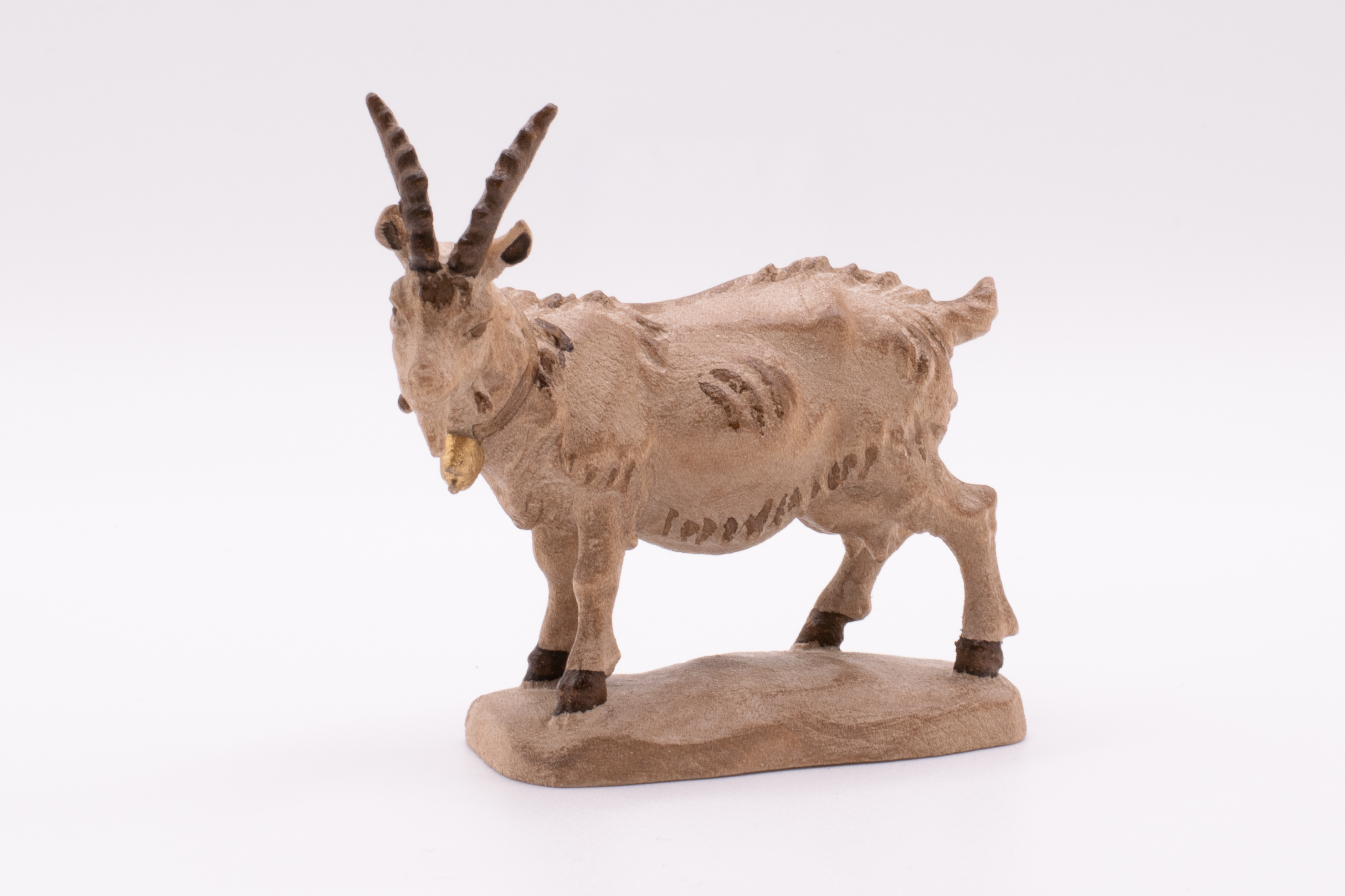 Krippenfigur Ziege, Barock - Gebeizt, 13cm