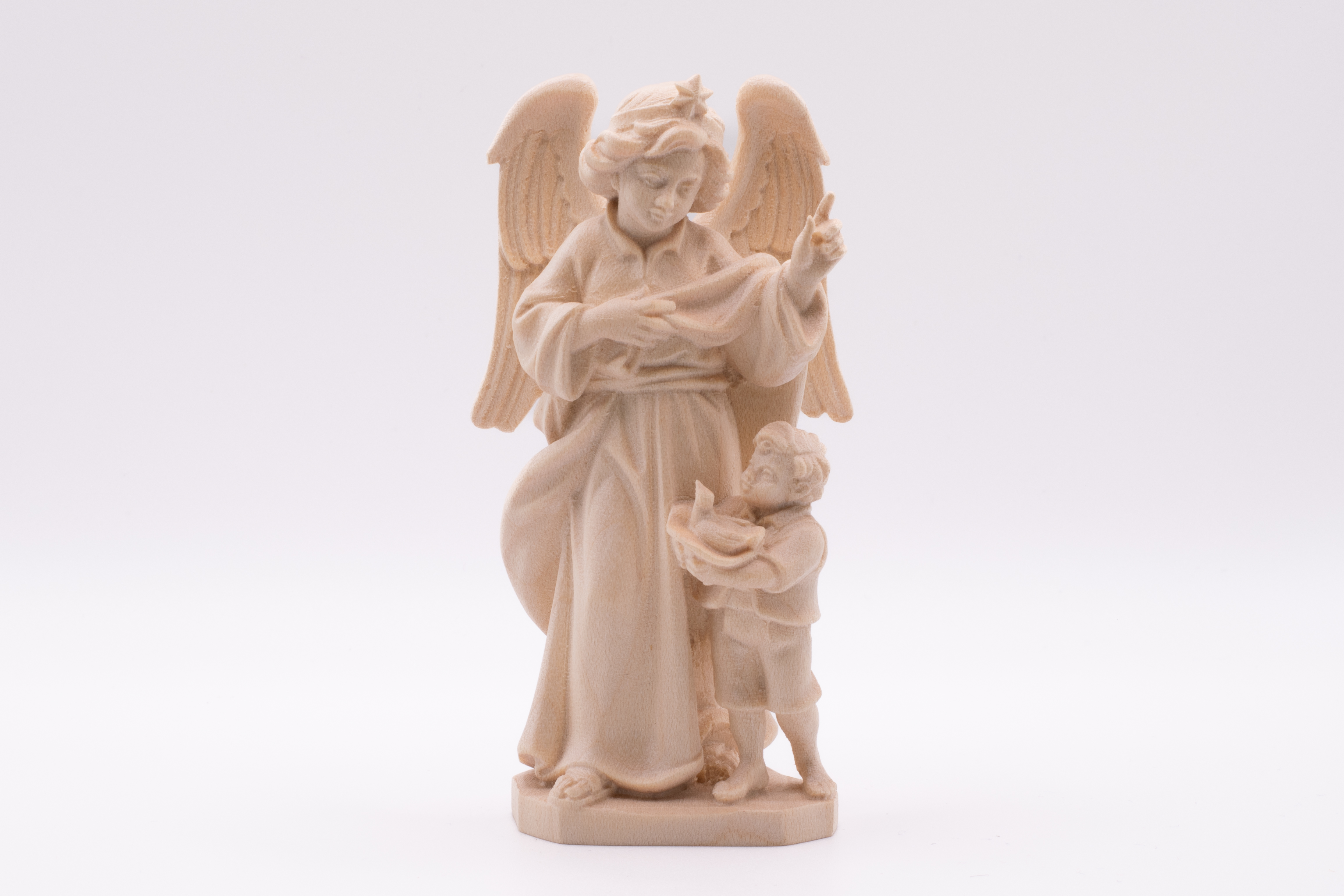 Krippenfigur Verkündungsengel mit Kind, Barock - Natur, 7cm