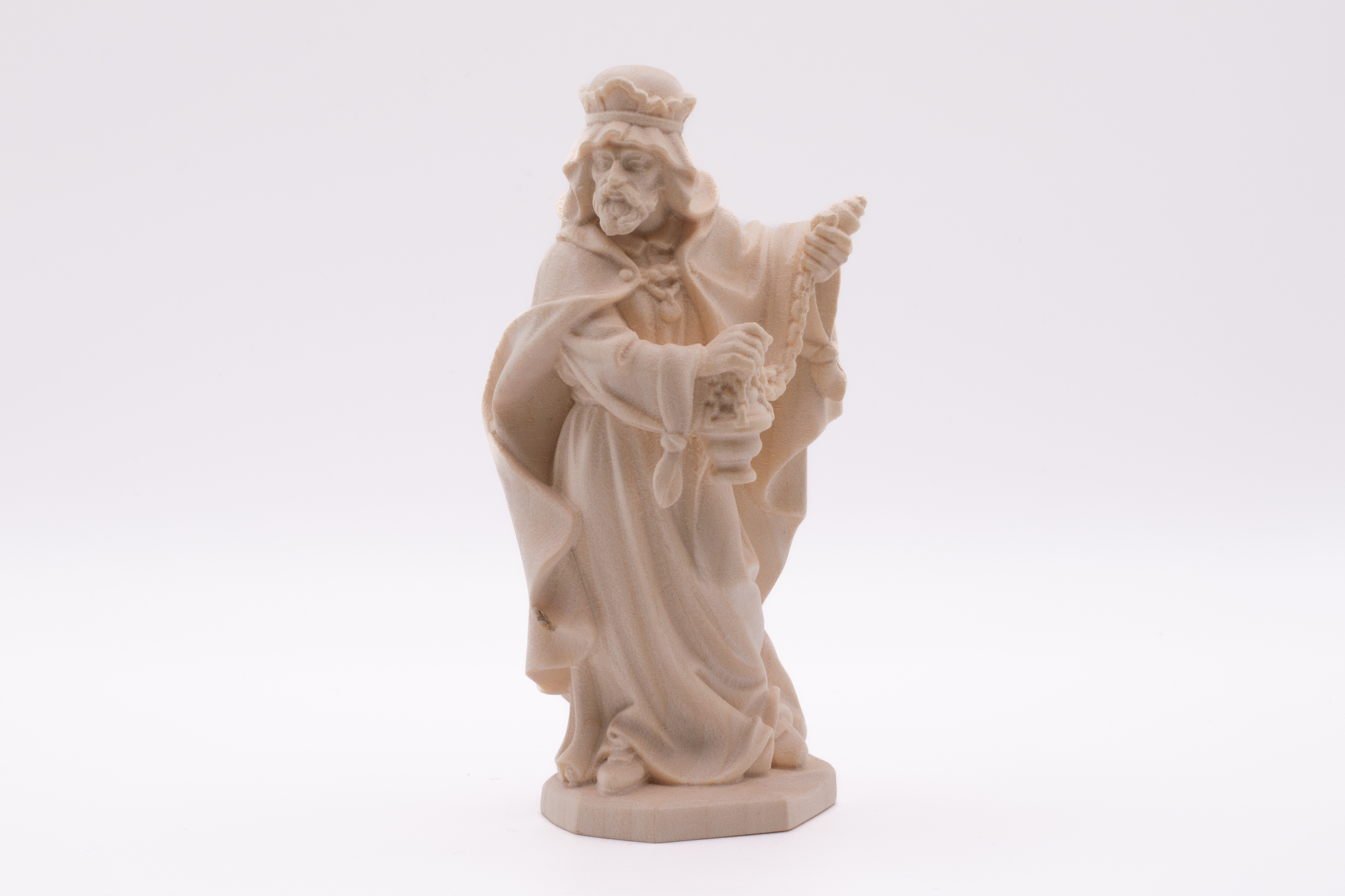 Krippenfigur Heiliger König stehend, Barock - Natur, 7cm