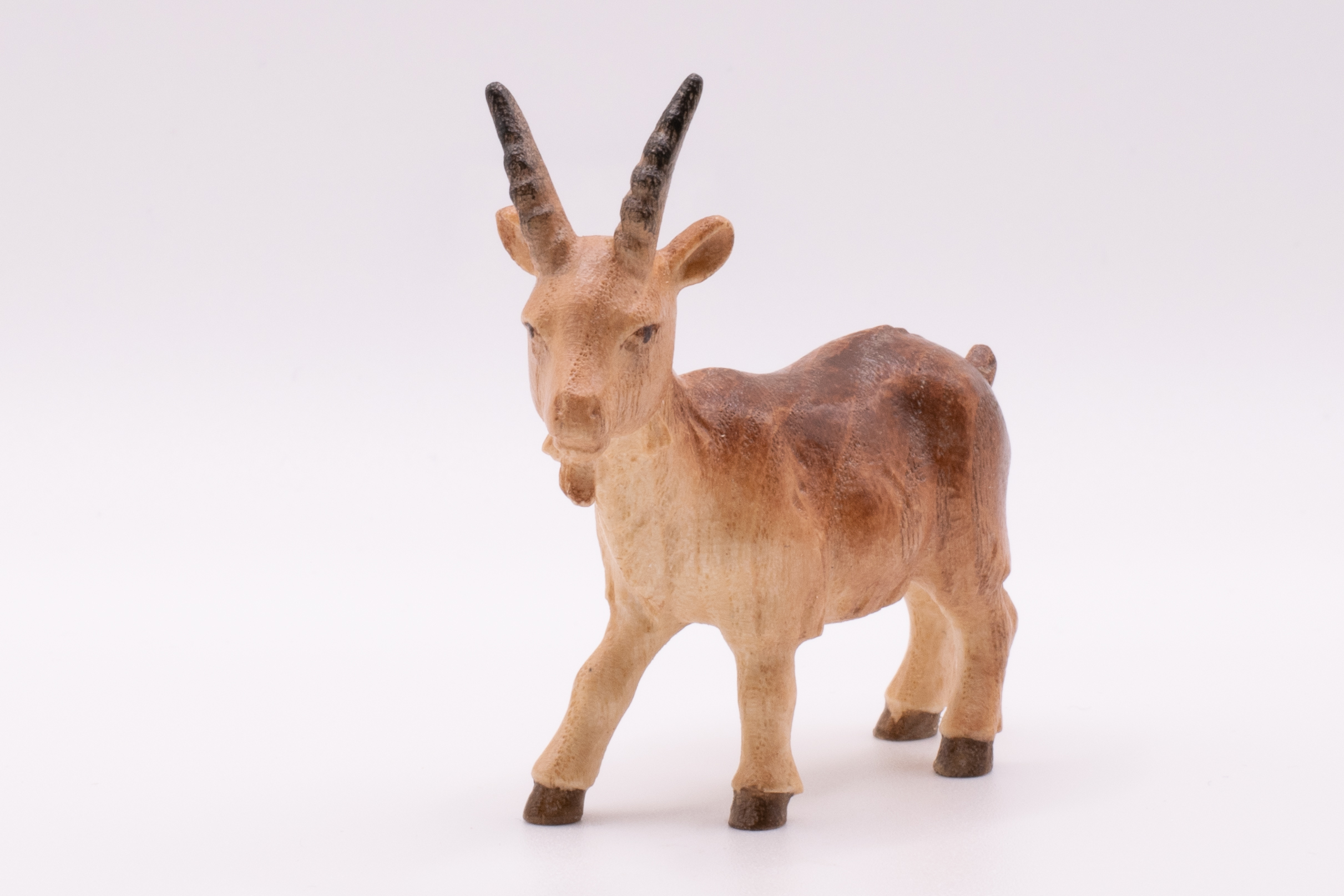 Krippenfigur Ziege, Modern - Bemalt, 14cm