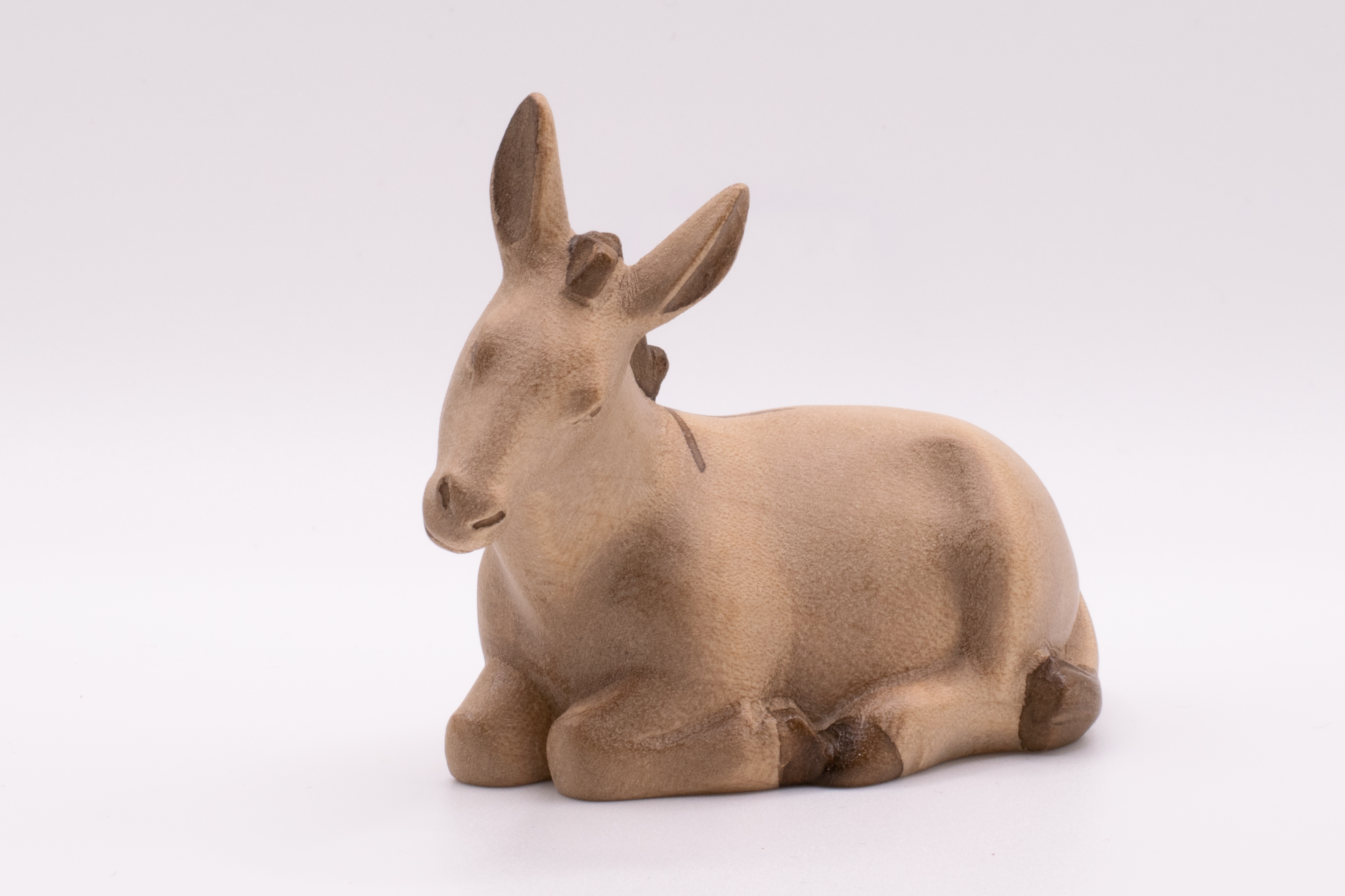 Krippenfigur Esel, Modern - Gebeizt, 12cm