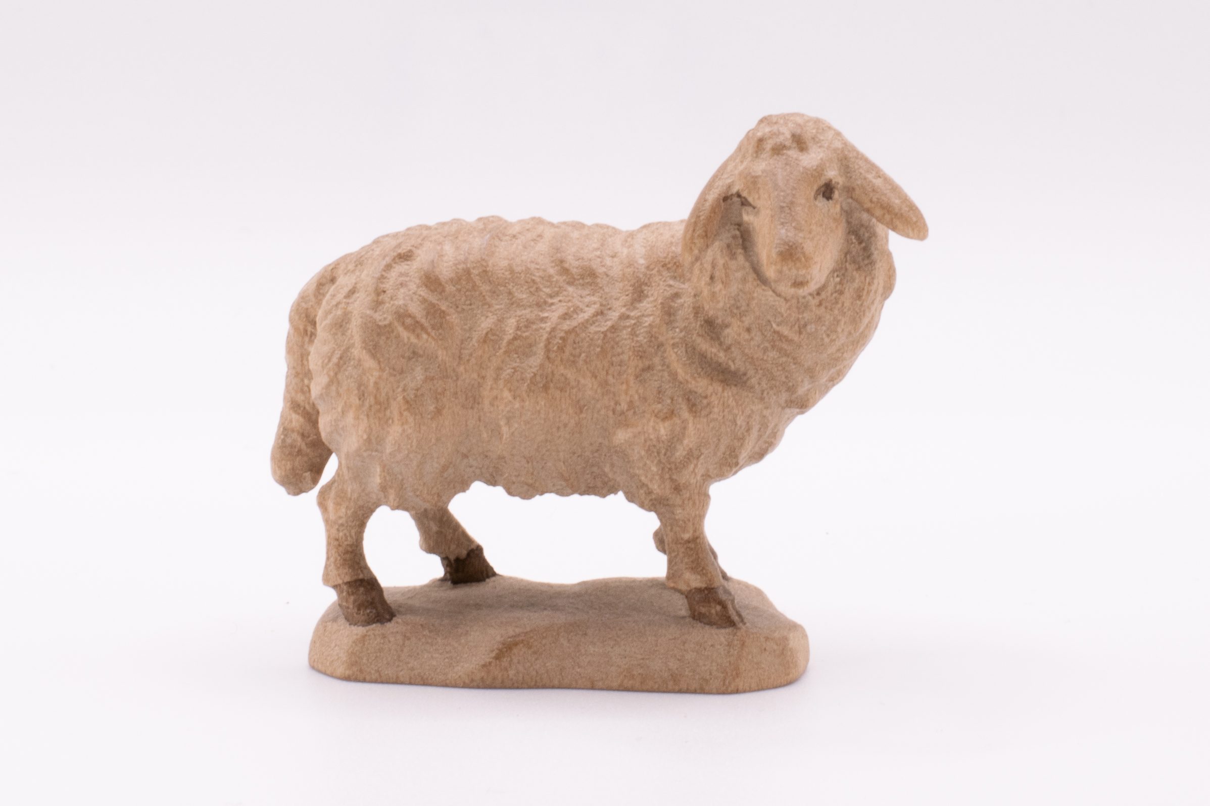 Krippenfigur Schaf stehend, Barock - Gebeizt, 13cm
